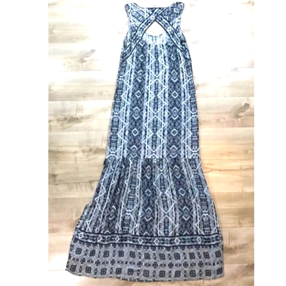 New ☆SPLENDID☆ Brand Boho Taos Geo Boarder Print Sleeveless Flowing Maxi Dress - Picture 8 of 13